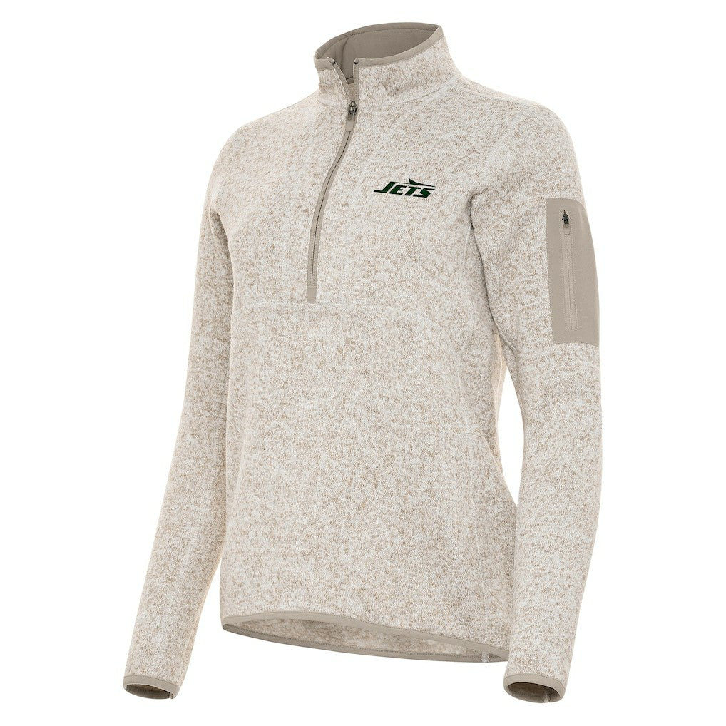 New York Jets Antigua Women's Fortune Half-Zip Jacket - Oatmeal discount