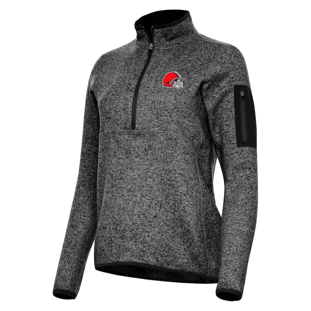 Cleveland Browns Antigua Women's Fortune Half-Zip Jacket - Heather Black outlet