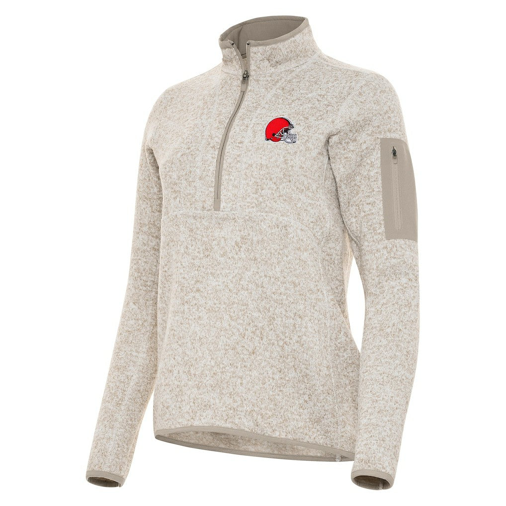 Cleveland Browns Antigua Women's Fortune Half-Zip Jacket - Oatmeal on sale