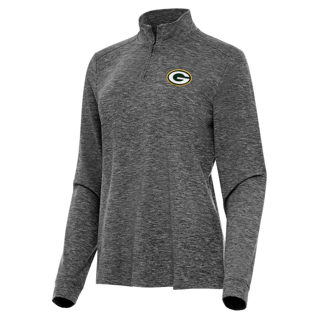 Green Bay Packers Antigua Women's Mentor Quarter-Zip Jacket - Heather Black outlet