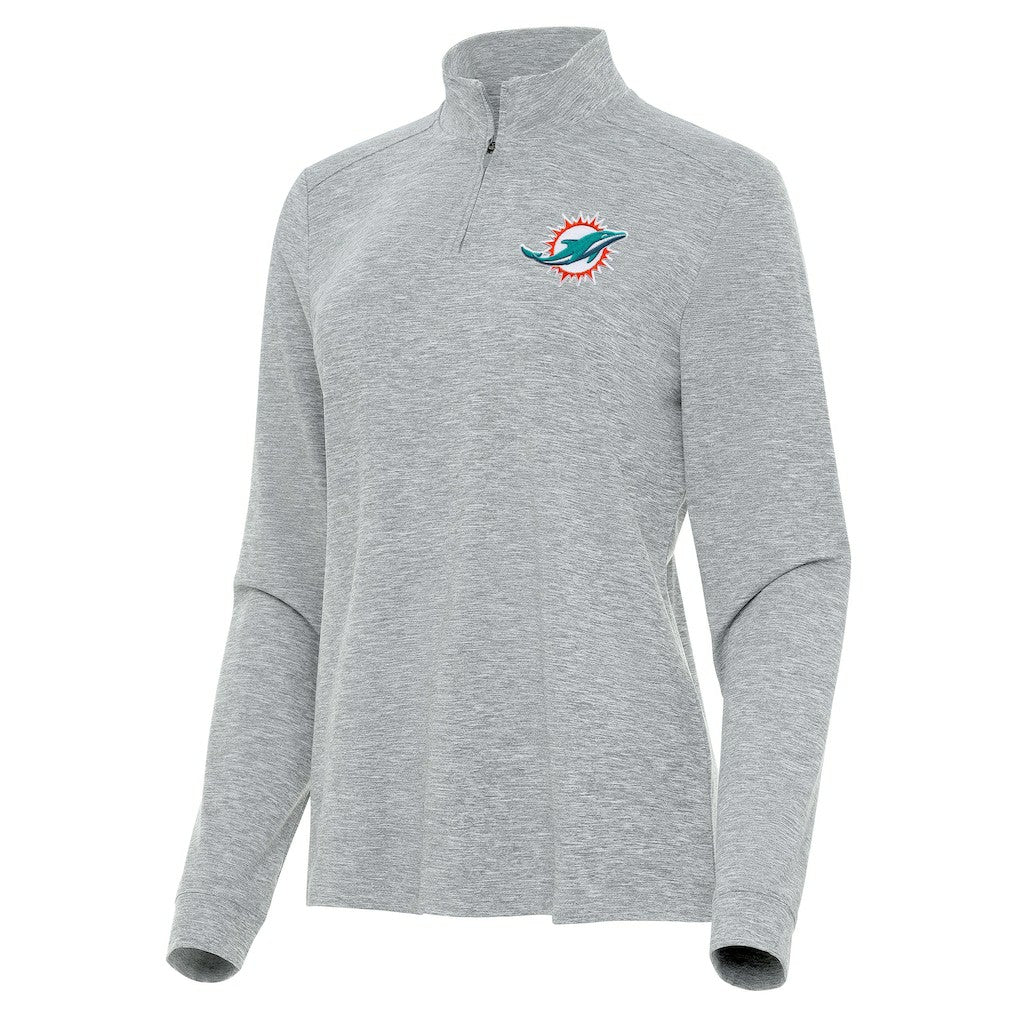 Miami Dolphins Antigua Women's Mentor Quarter-Zip Jacket - Heather Gray sale