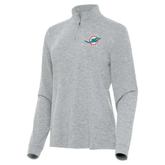 Miami Dolphins Antigua Women's Mentor Quarter-Zip Jacket - Heather Gray sale