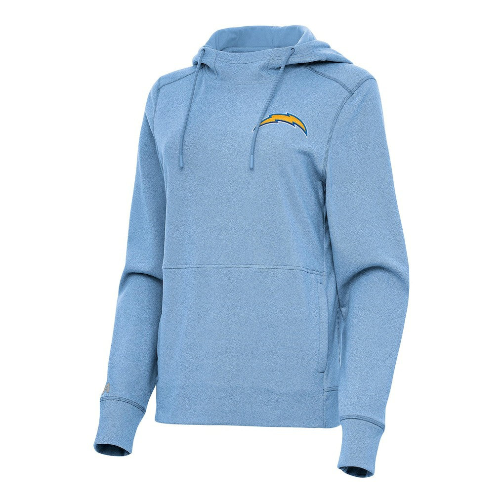 Los Angeles Chargers Antigua Women's Justice Pullover Hoodie - Heather Powder Blue for sale