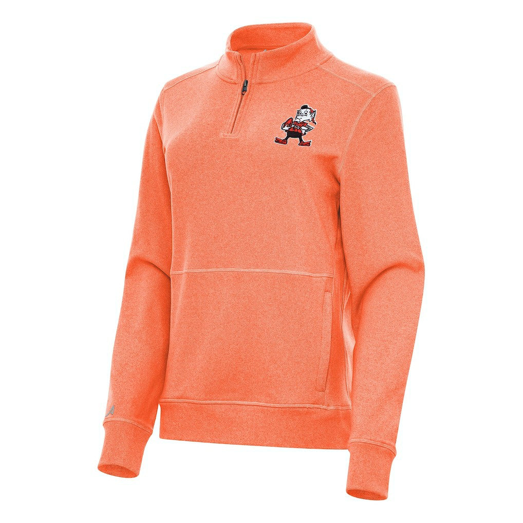 Cleveland Browns Antigua Women's Crush Quarter-Zip Jacket - Heather Orange sale