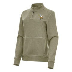 Minnesota Vikings Antigua Women's Crush Quarter-Zip Jacket - Heather Olive cheap