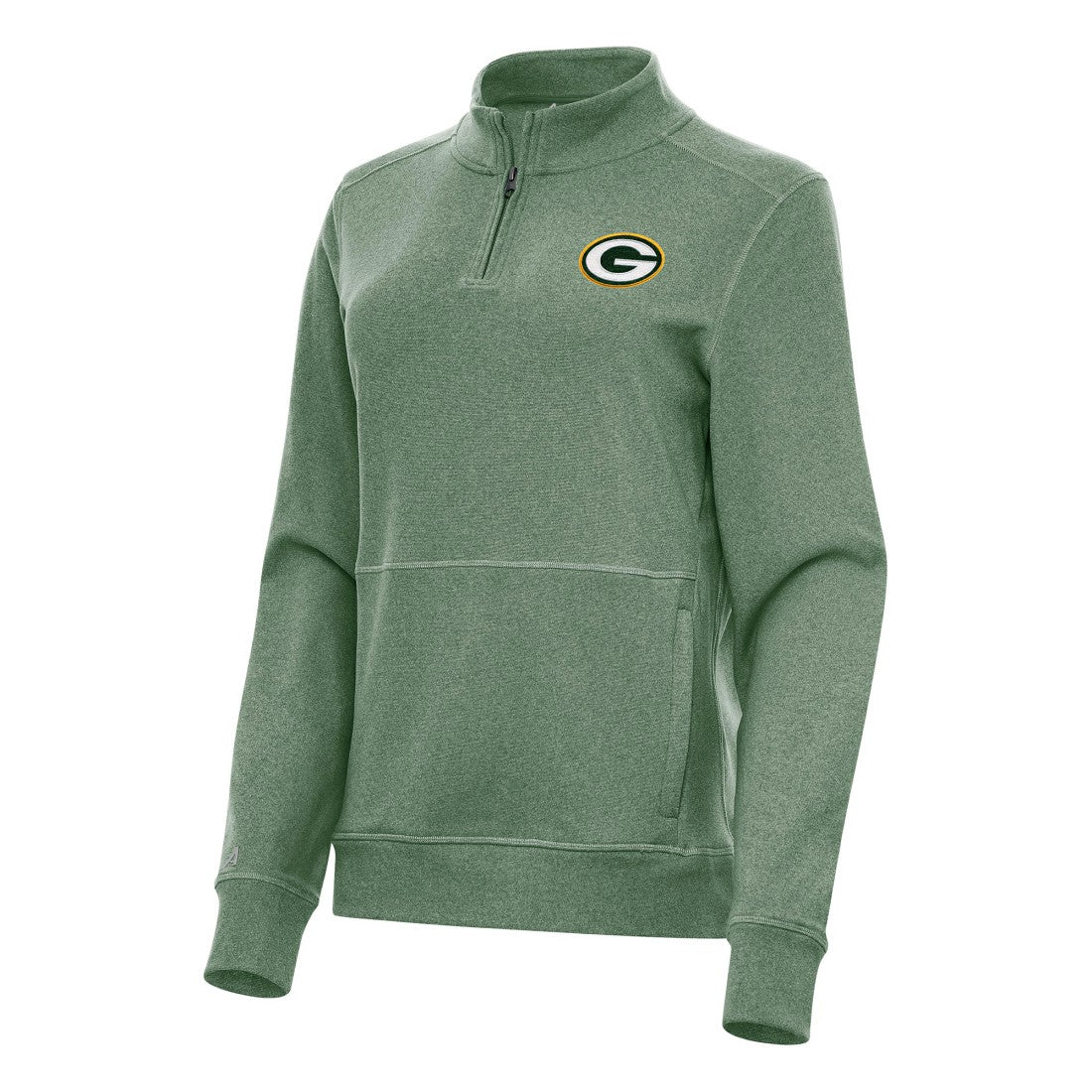 Green Bay Packers Antigua Women's Crush Quarter-Zip Jacket - Heather Green discount