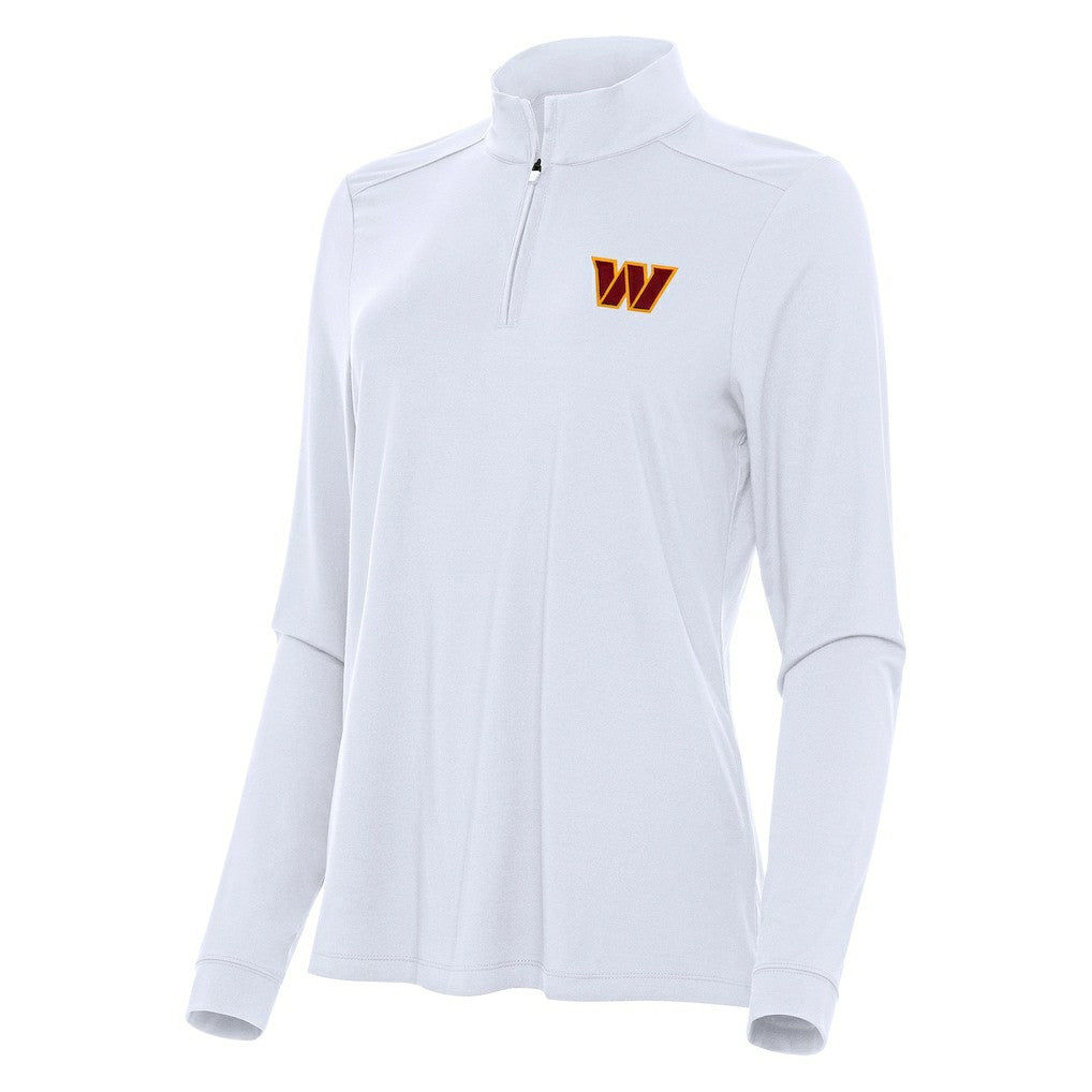 Washington Commanders Antigua Women's Intent Quarter-Zip Sweatshirt - White for sale
