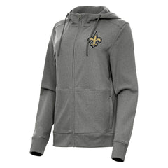 New Orleans Saints Antigua Women's Seeker Full-Zip Hoodie Jacket - Heather Charcoal for sale