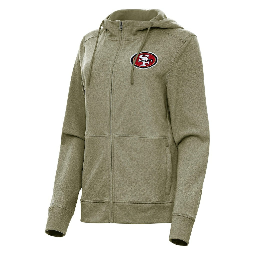 San Francisco 49ers Antigua Women's Seeker Full-Zip Hoodie Jacket - Heather Olive cheap