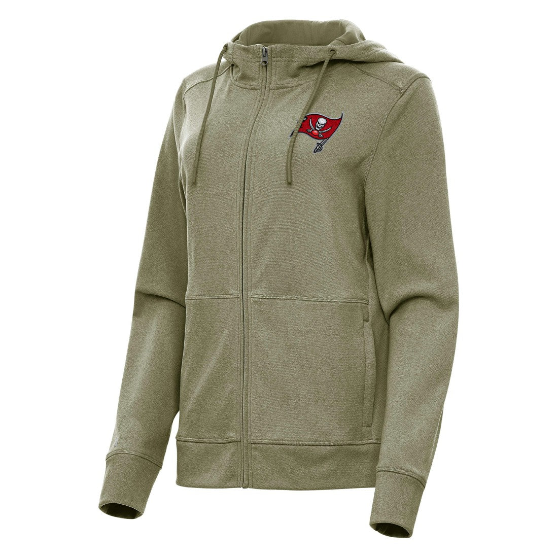 Tampa Bay Buccaneers Antigua Women's Seeker Full-Zip Hoodie Jacket - Heather Olive for sale
