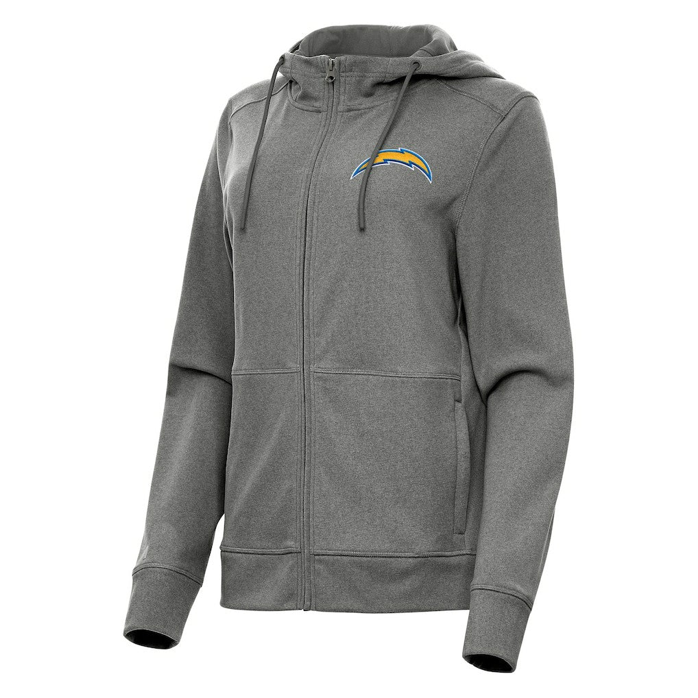 Los Angeles Chargers Antigua Women's Seeker Full-Zip Hoodie Jacket - Heather Charcoal discount