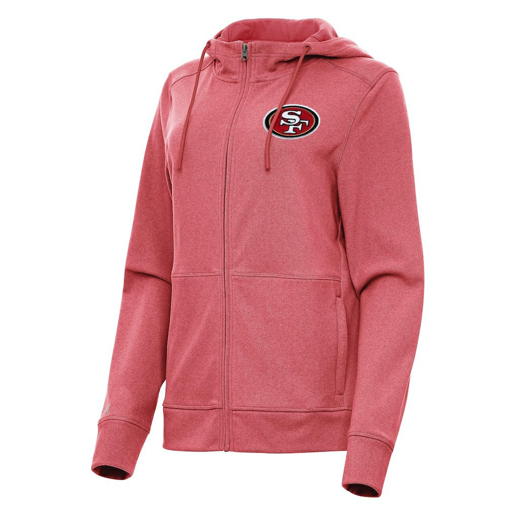 San Francisco 49ers Antigua Women's Seeker Full-Zip Hoodie Jacket - Heather Scarlet sale