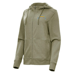 Los Angeles Chargers Antigua Women's Seeker Full-Zip Hoodie Jacket - Heather Olive on sale