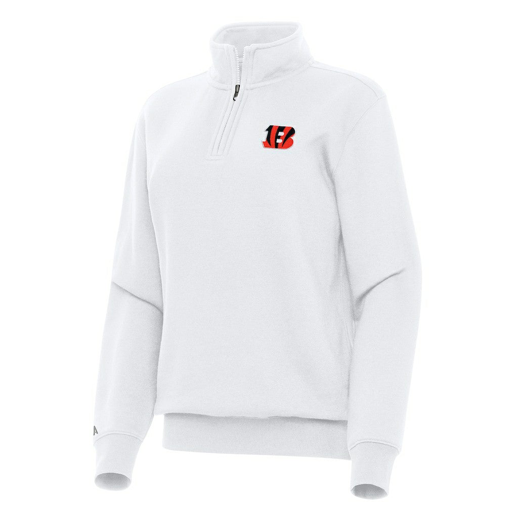 Cincinnati Bengals Antigua Women's Victory Quarter-Zip Top - White on sale