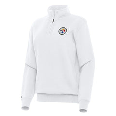 Pittsburgh Steelers Antigua Women's Victory Quarter-Zip Top - White cheap