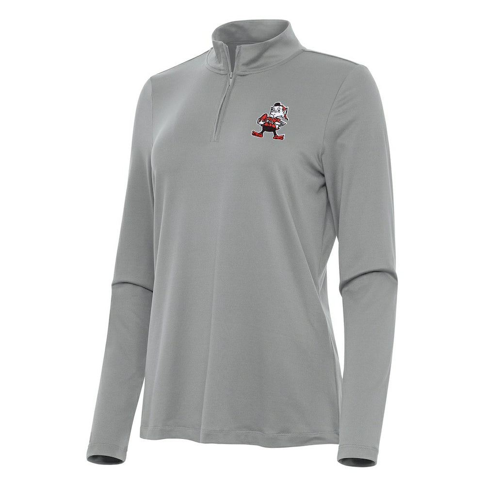 Cleveland Browns Antigua Women's Reprocess Quarter-Zip Top - Gray on sale