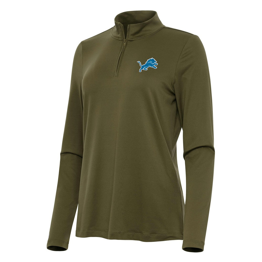Detroit Lions Antigua Women's Reprocess Quarter-Zip Top - Olive online