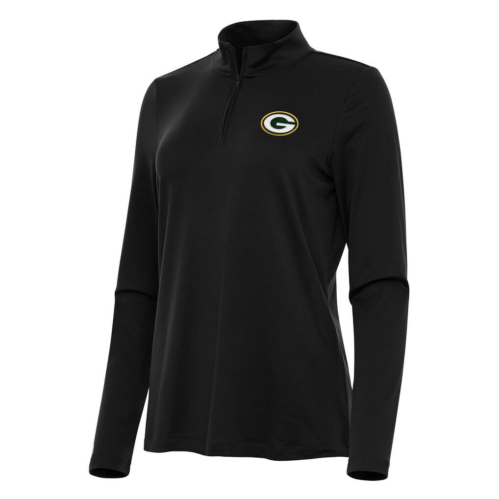 Green Bay Packers Antigua Women's Reprocess Quarter-Zip Top - Black discount