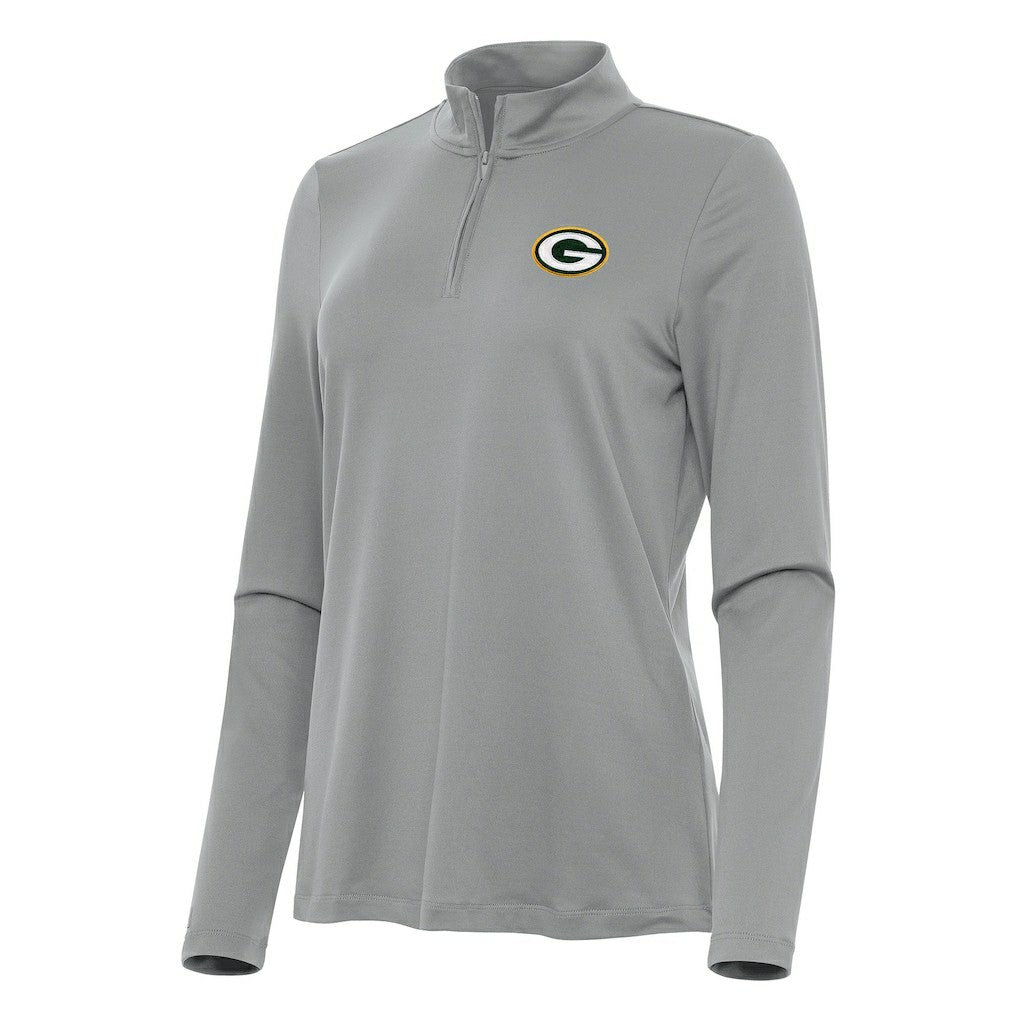 Green Bay Packers Antigua Women's Reprocess Quarter-Zip Top - Gray sale