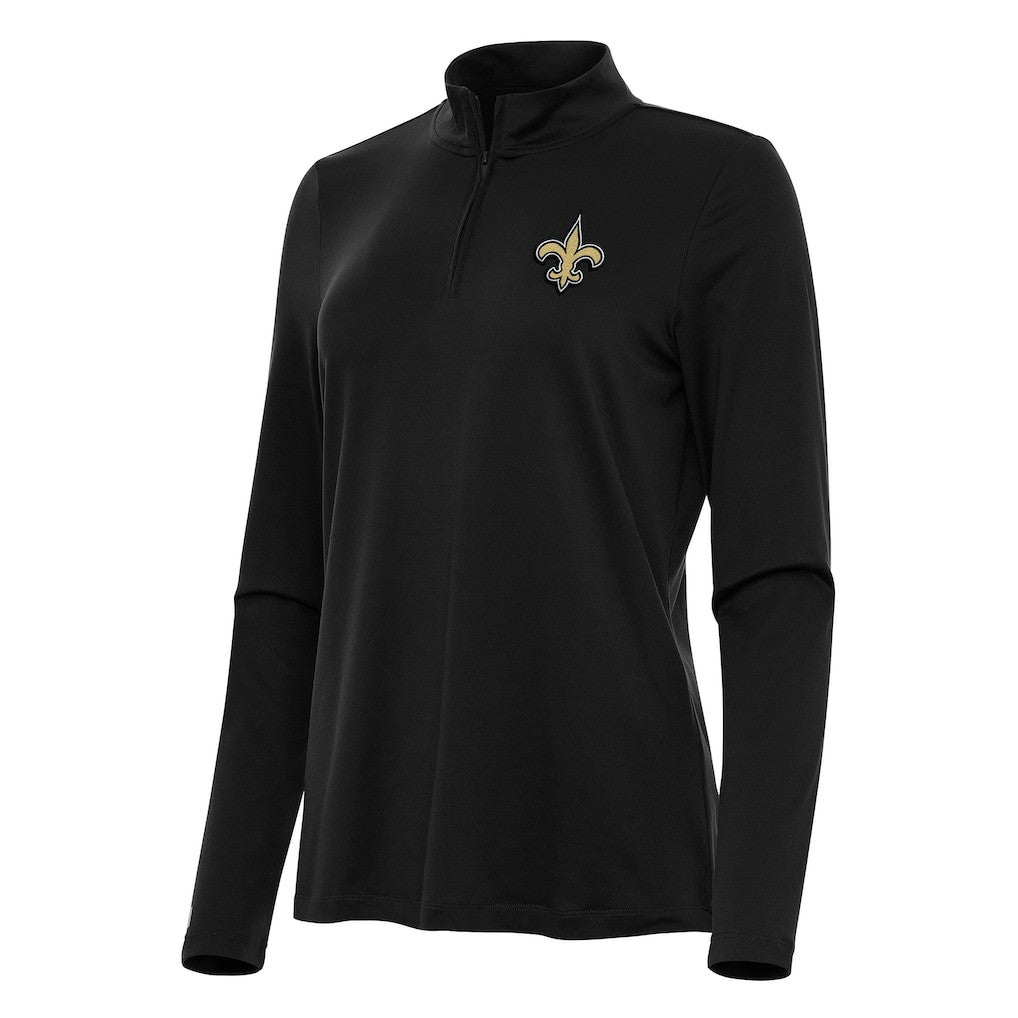 New Orleans Saints Antigua Women's Reprocess Quarter-Zip Top - Black cheap