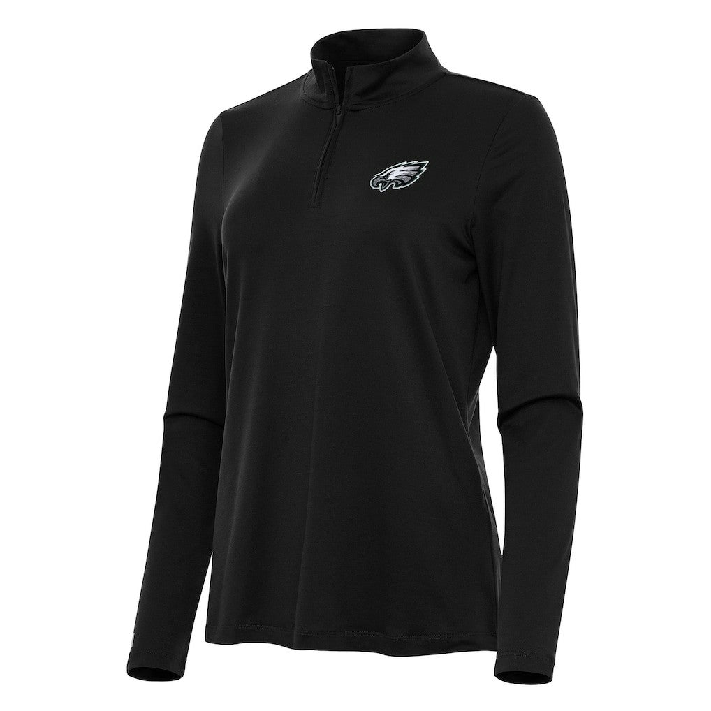 Philadelphia Eagles Antigua Women's Reprocess Quarter-Zip Top - Black for sale