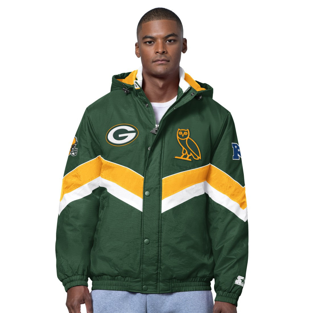 Green Bay Packers OVO x Starter Sideline Full-Snap Puffer Jacket - Green cheap