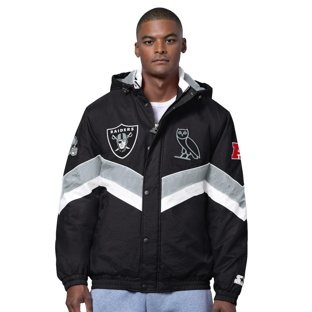 Las Vegas Raiders OVO x Starter Sideline Full-Snap Puffer Jacket - Black on sale