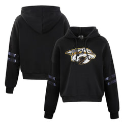 Nashville Predators Cuce Women's Sequin Cropped Pullover Hoodie - Black Hoodies
