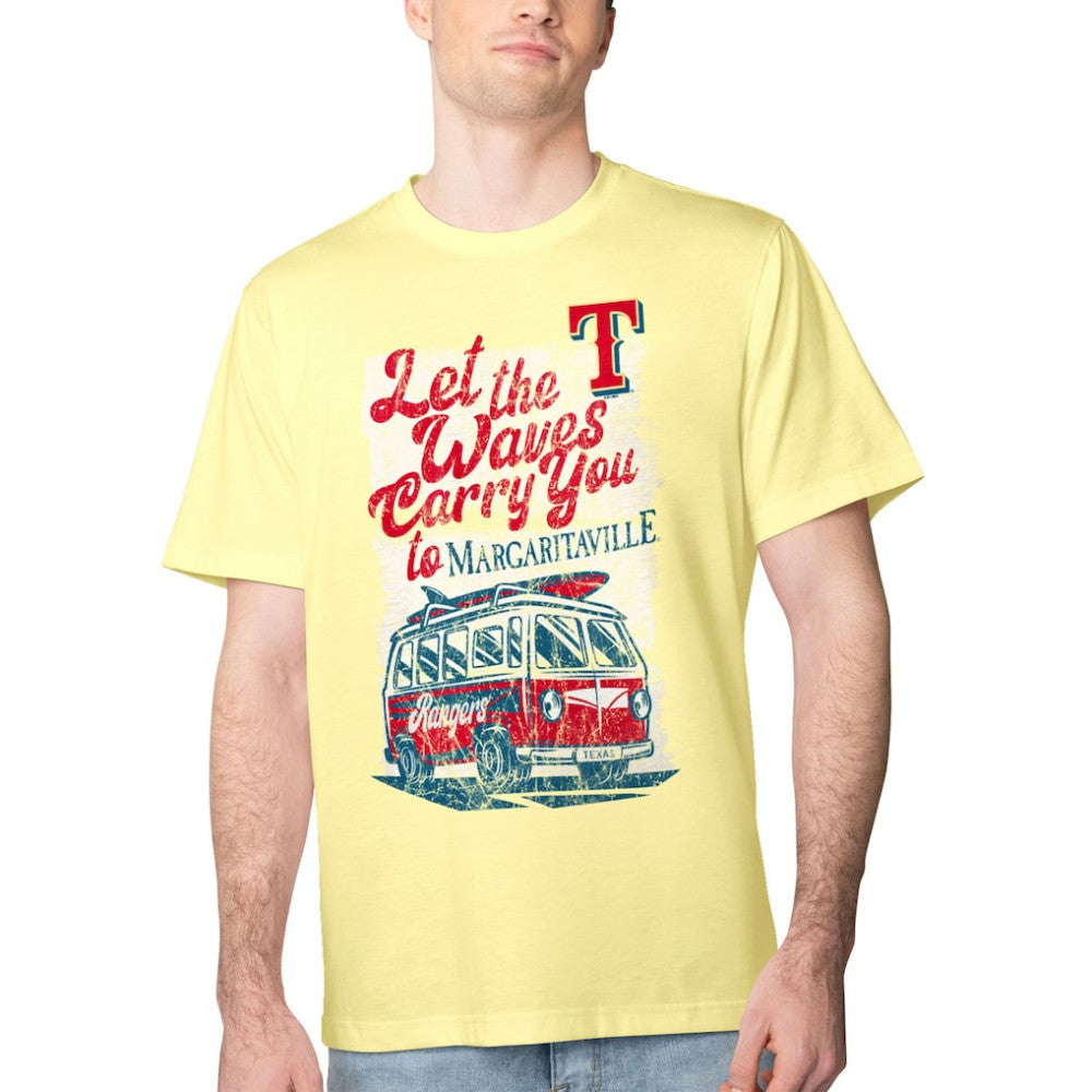 Texas Rangers Margaritaville Bus Waves Graphic T-Shirt Yellow
