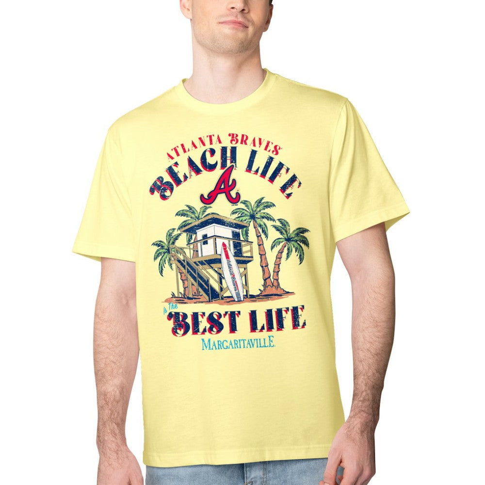 Atlanta Braves Margaritaville Beach Hut Graphic T-Shirt Yellow