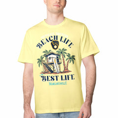 Milwaukee Brewers Margaritaville Beach Hut Graphic T-Shirt Yellow
