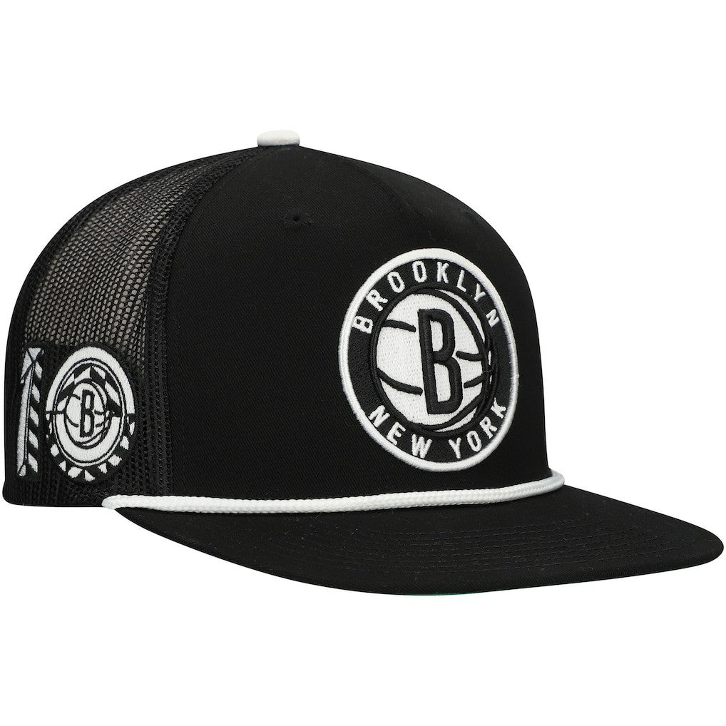 Brooklyn Nets Roper Trucker Snapback Hat - Black for sale