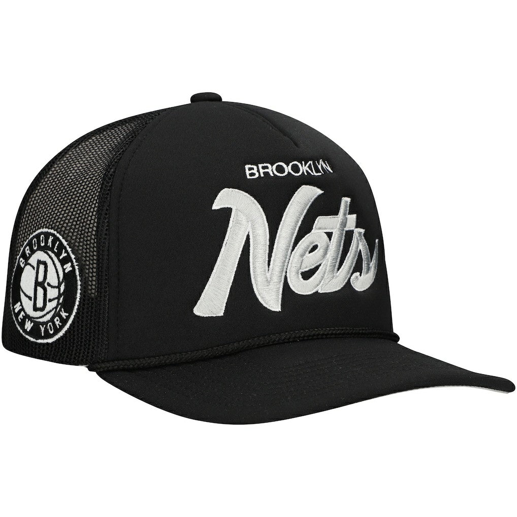 Brooklyn Nets Script Trucker Adjustable Hat - Black outlet