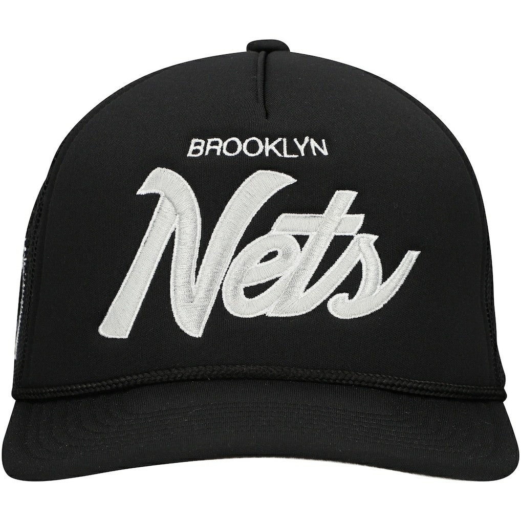 Brooklyn Nets Script Trucker Adjustable Hat - Black outlet