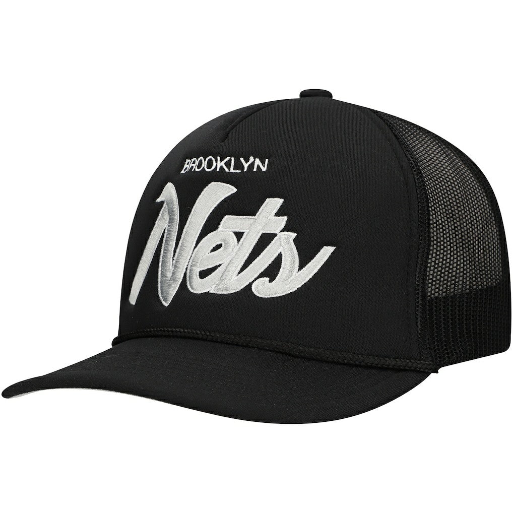 Brooklyn Nets Script Trucker Adjustable Hat - Black outlet