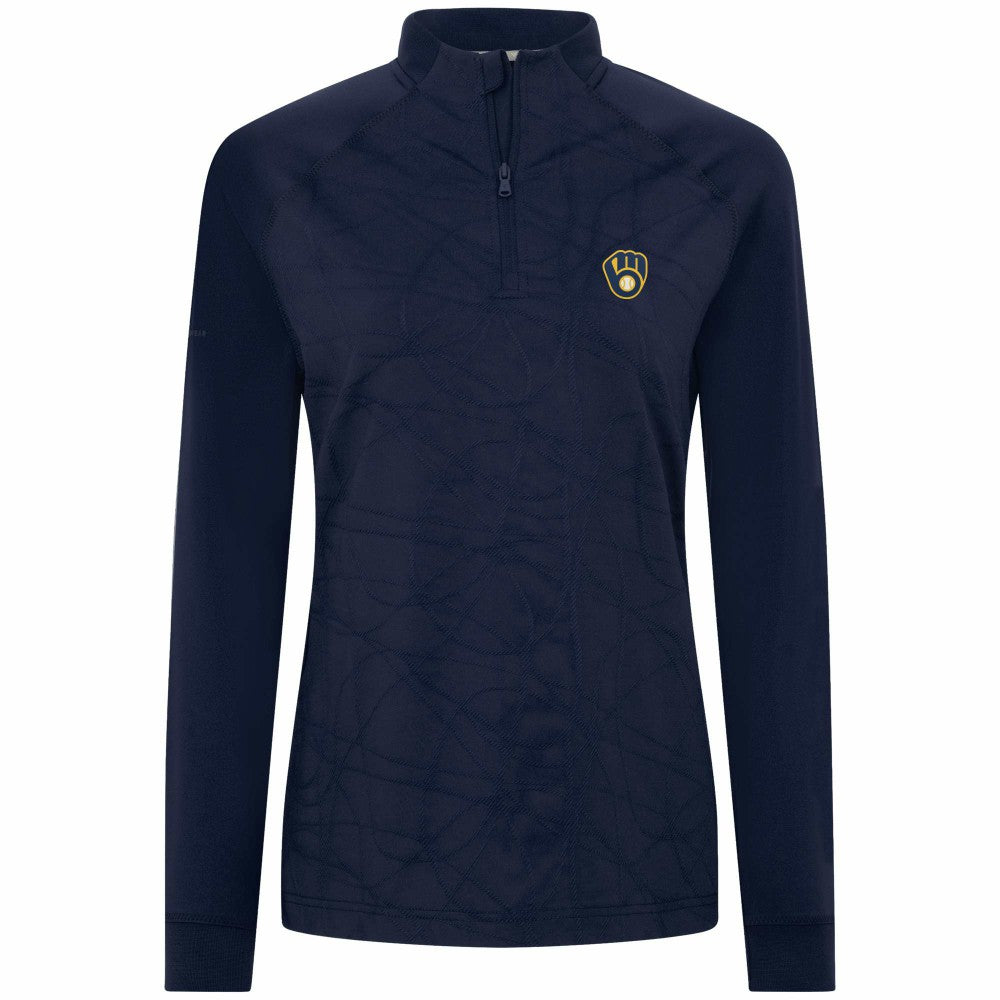 Milwaukee Brewers Levelwear Women's Amethyst Insignia 2.0 Quarter-Zip Jacket Navy