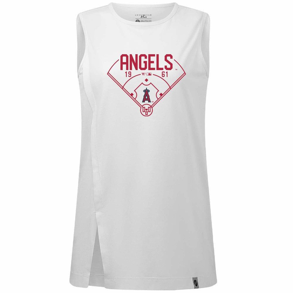 Los Angeles Angels Levelwear Women's Influx Home Field Tank Top White