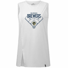 Milwaukee Brewers Levelwear Women's Influx Home Field Tank Top White