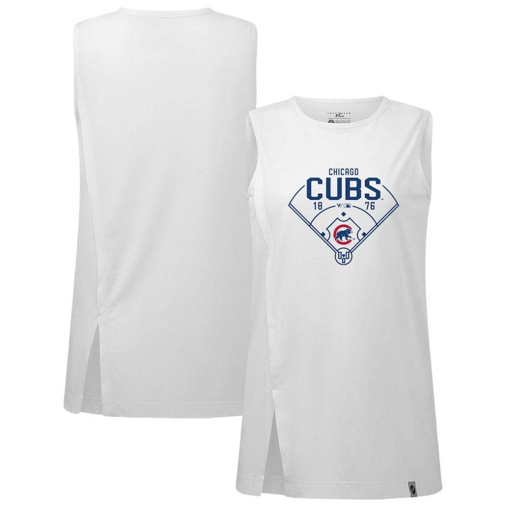 Chicago Cubs Levelwear Women's Influx Home Field Tank Top White