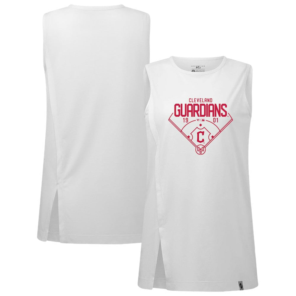 Cleveland Guardians Levelwear Women's Influx Home Field Tank Top White