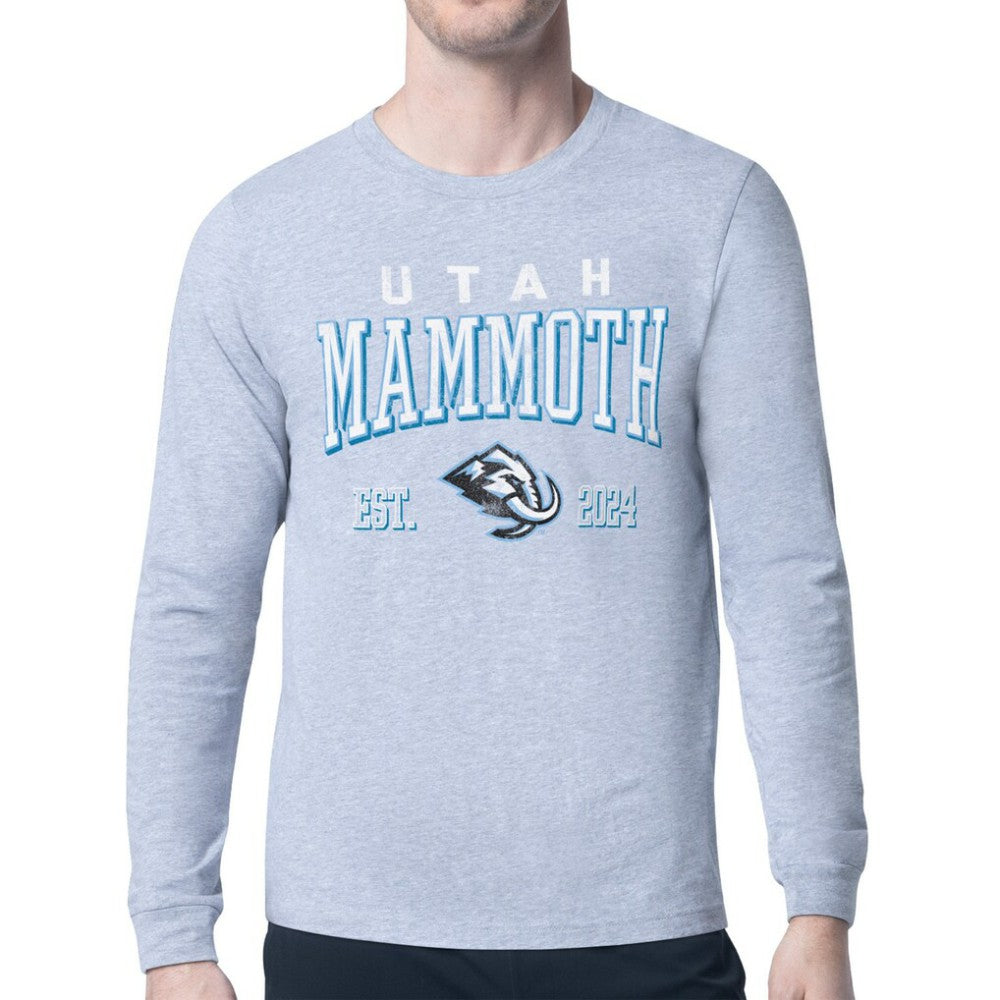 Utah Mammoth Starter Retro Graphic Long Sleeve T-Shirt - Heather Gray T-shirts