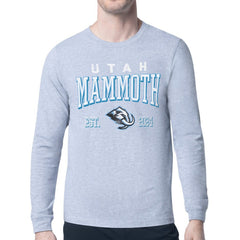 Utah Mammoth Starter Retro Graphic Long Sleeve T-Shirt - Heather Gray T-shirts