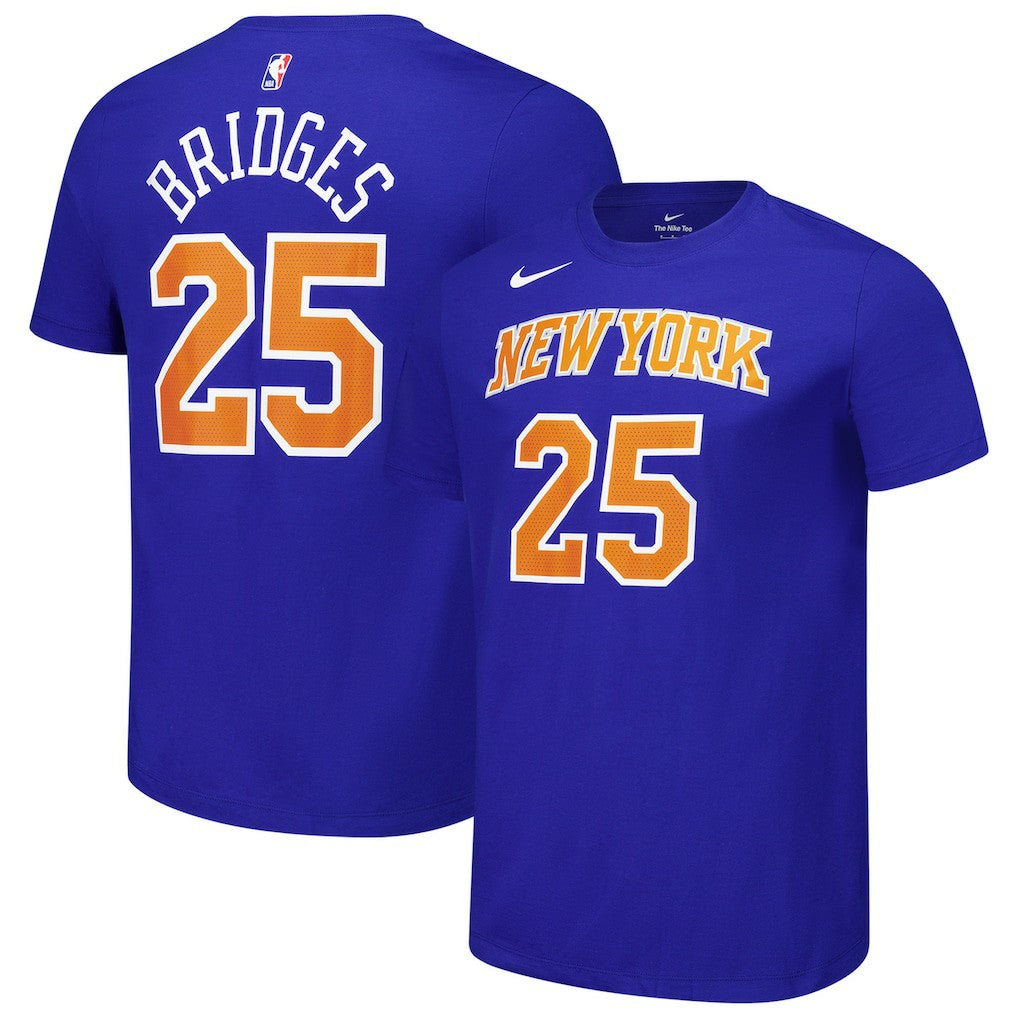 Mikal Bridges New York Knicks Unisex Name & Number T-Shirt - Blue cheap
