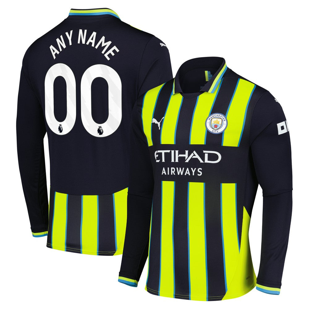 Manchester City 2024/25 Away Replica Long Sleeve Custom Jersey - Navy on sale