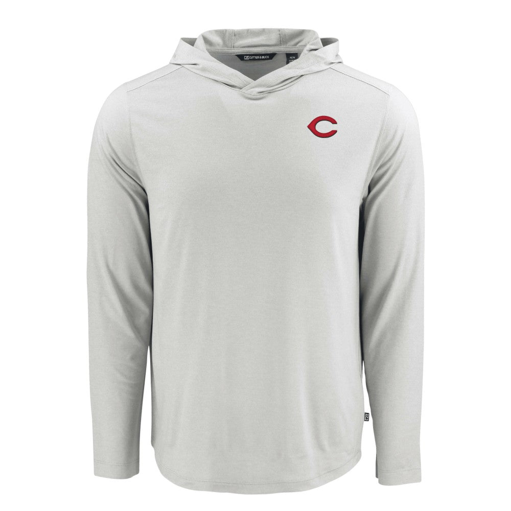 Cincinnati Reds Cutter & Buck Coastline Epic Comfort Recycled Eco Hoodie Long Sleeve T-Shirt Gray