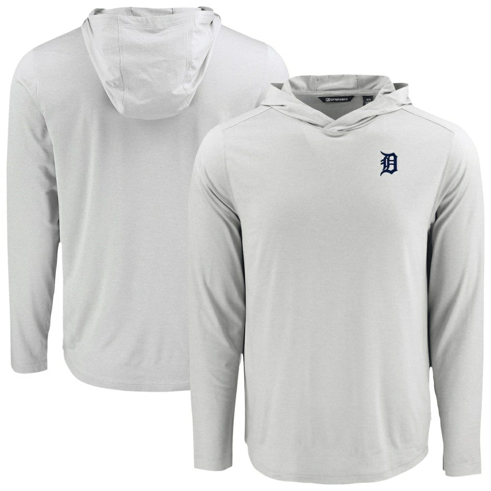 Detroit Tigers Cutter & Buck Coastline Epic Comfort Recycled Eco Hoodie Long Sleeve T-Shirt Gray
