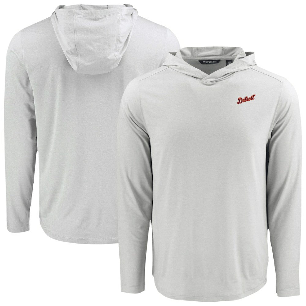 Detroit Tigers Cutter & Buck Coastline Epic Comfort Recycled Eco Hoodie Long Sleeve T-Shirt Gray