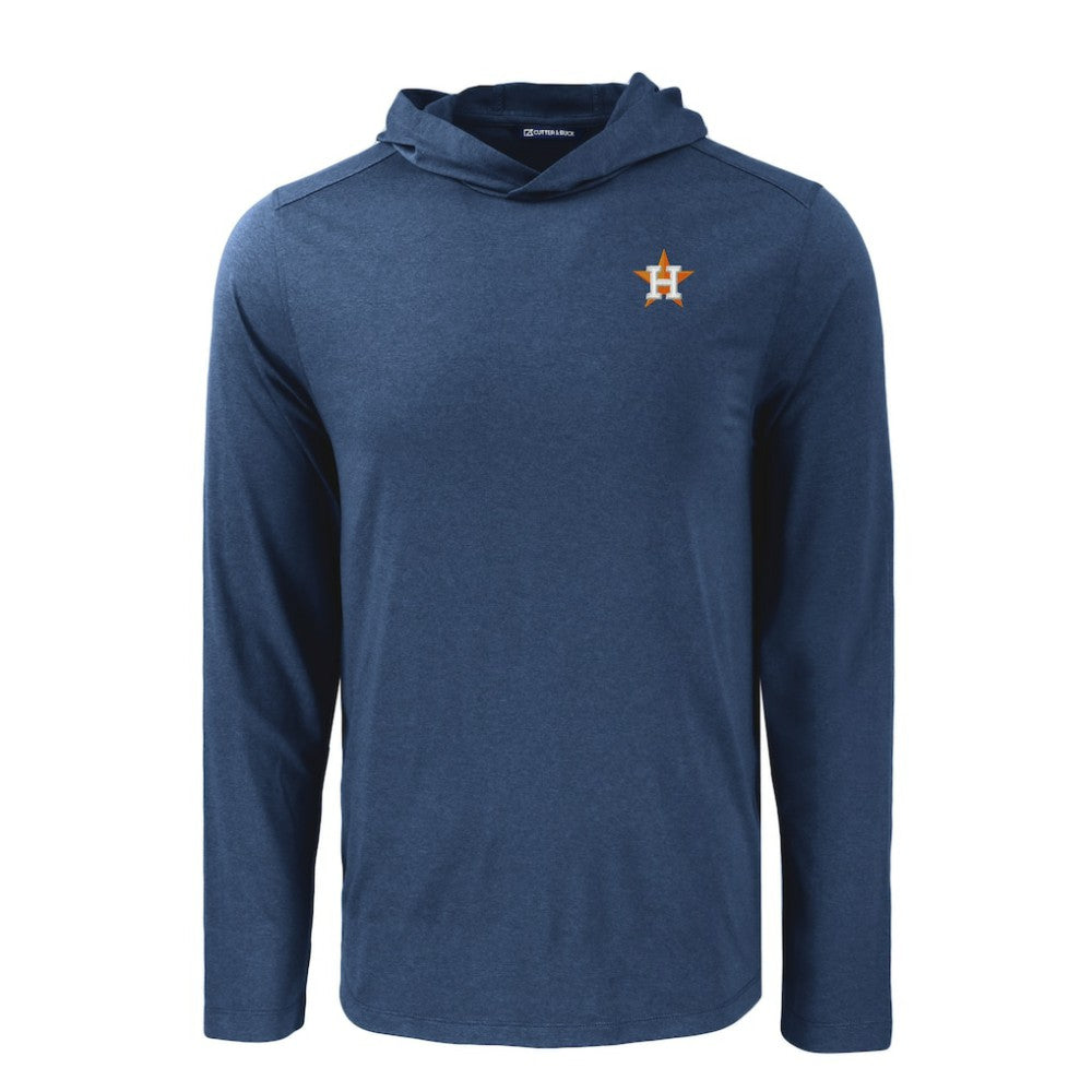 Houston Astros Cutter & Buck Coastline Epic Comfort Recycled Eco Hoodie Long Sleeve T-Shirt Navy