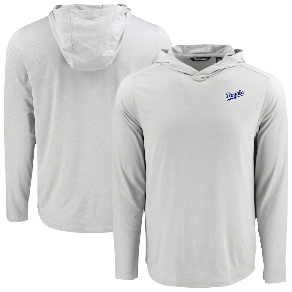 Kansas City Royals Cutter & Buck Coastline Epic Comfort Recycled Eco Hoodie Long Sleeve T-Shirt Gray
