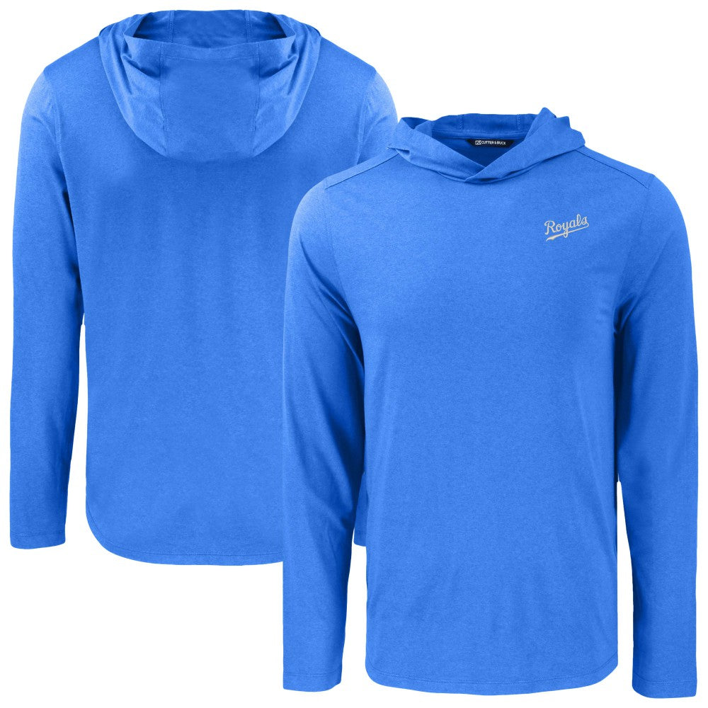Kansas City Royals Cutter & Buck Coastline Epic Comfort Recycled Eco Hoodie Long Sleeve T-Shirt Royal